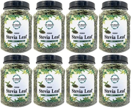 NKB Organics Pure Organic Stevia Dry Leave (640gm), Green Stevia Leaf/Natural Stevia Leaf - (Pack of 8, Each Pack 80gm)
