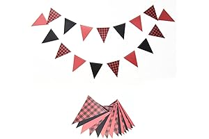 Red Black Plaid Banner Buffalo Check Plaid Banner Lumberjack Birthday Party Decorations