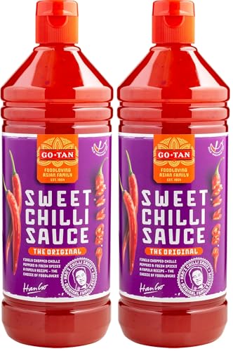 Go-Tan, Salsa de Chile, Salsa a base de Chile y Ajo, Sabor Dulce Especiado, Picante Suave, 270 ml (Paquete de 2)