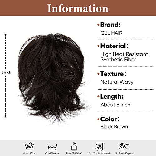 CJL HAIR Claw Clip Short Ponytail Hair Extensions Bendable Metals Messy Bun Hair piece Straight Fake Hairpieces - Image 2