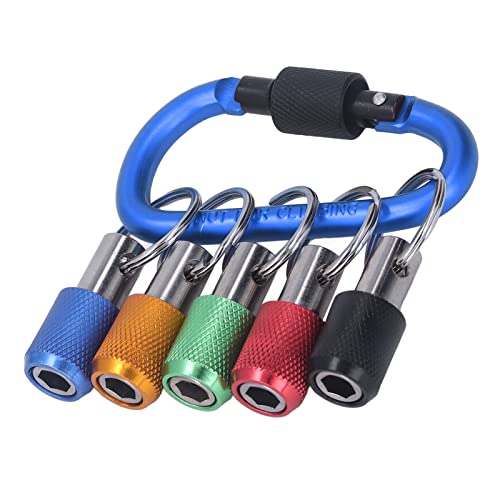 1/4 Hex Shank Bit Holder, Socket Holder Cromado Tamanho Padrão Mosquetão de Metal Portátil Com Chave