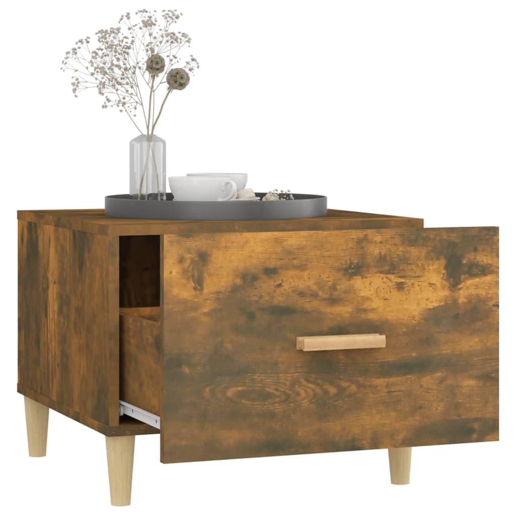 2er Set Couchtische Räuchereiche 50x50x40cm Holzwerkstoff | Beistelltische mit Schublade für das Wohnzimmer, stabiler Holzwerkstoff, minimalistischer Nachttisch im Doppelpack.