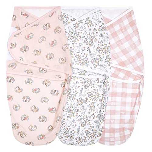 Image of aden + anais Essentials Easy Wrap Swaddle, Cotton Knit Baby Wrap, Newborn Wearable Swaddle Sleep Sack, 3 Pack, Disney Princess, 0-3 Months