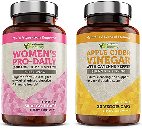 Vitamin Bounty Women's S Probiotics & Prebiotics And Apple Cider Vinegar Capsules Bundle - Bv Defense & Ph Balance, Acv Capsules, Digestive Support, Probiotics For Women - Bundle #TOP17