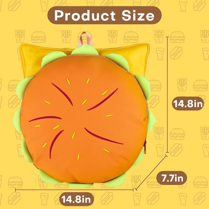 Cheeseburger Backpack, Funny Novelty Unique Cool Hamburger Daypack, Fashion Fun Casual Versatile Multi-Compartment Cheese Burger Backpacks - Image 5