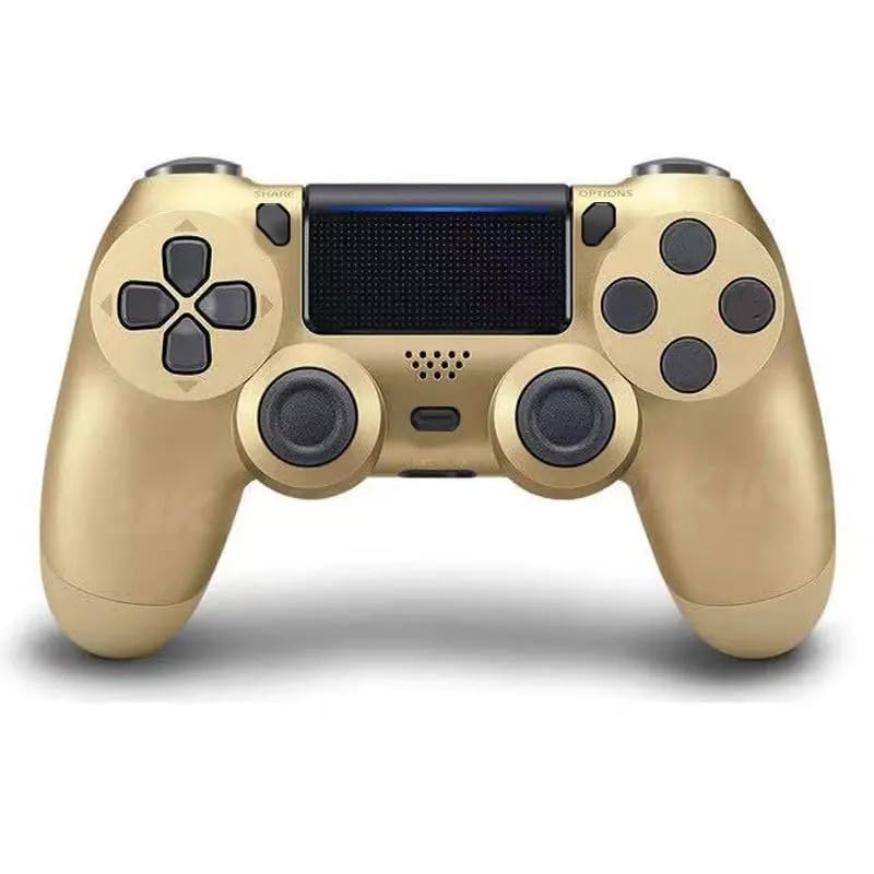 Genérico controlador inalámbrico compatible PlayStation4, controlador de juego Bluetooth PS4 de doble vibración de seis ejes, compatible con controladores de PC/Steam/teléfono (oro)