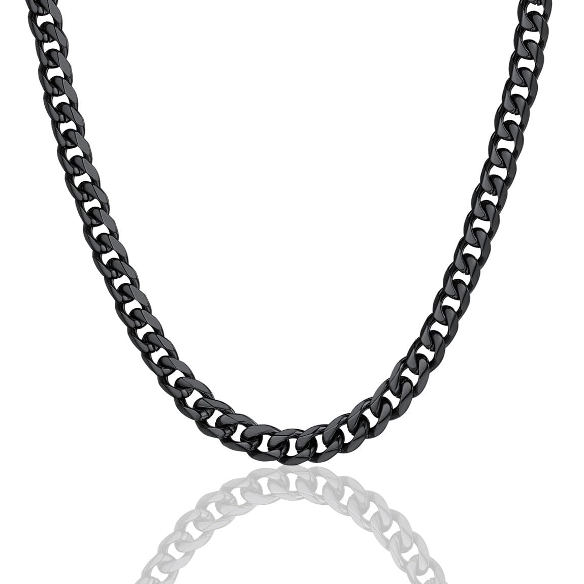 ChainsPro Stainless Steel Cuban Link Chains for Men,Silver/Black/Gold Plated Miami Cuban Chain Necklace 3/6/9/12mm Width,14"-30" Durable Mens Jewelry Gifts for Father's Day Valentine's Day Christmas