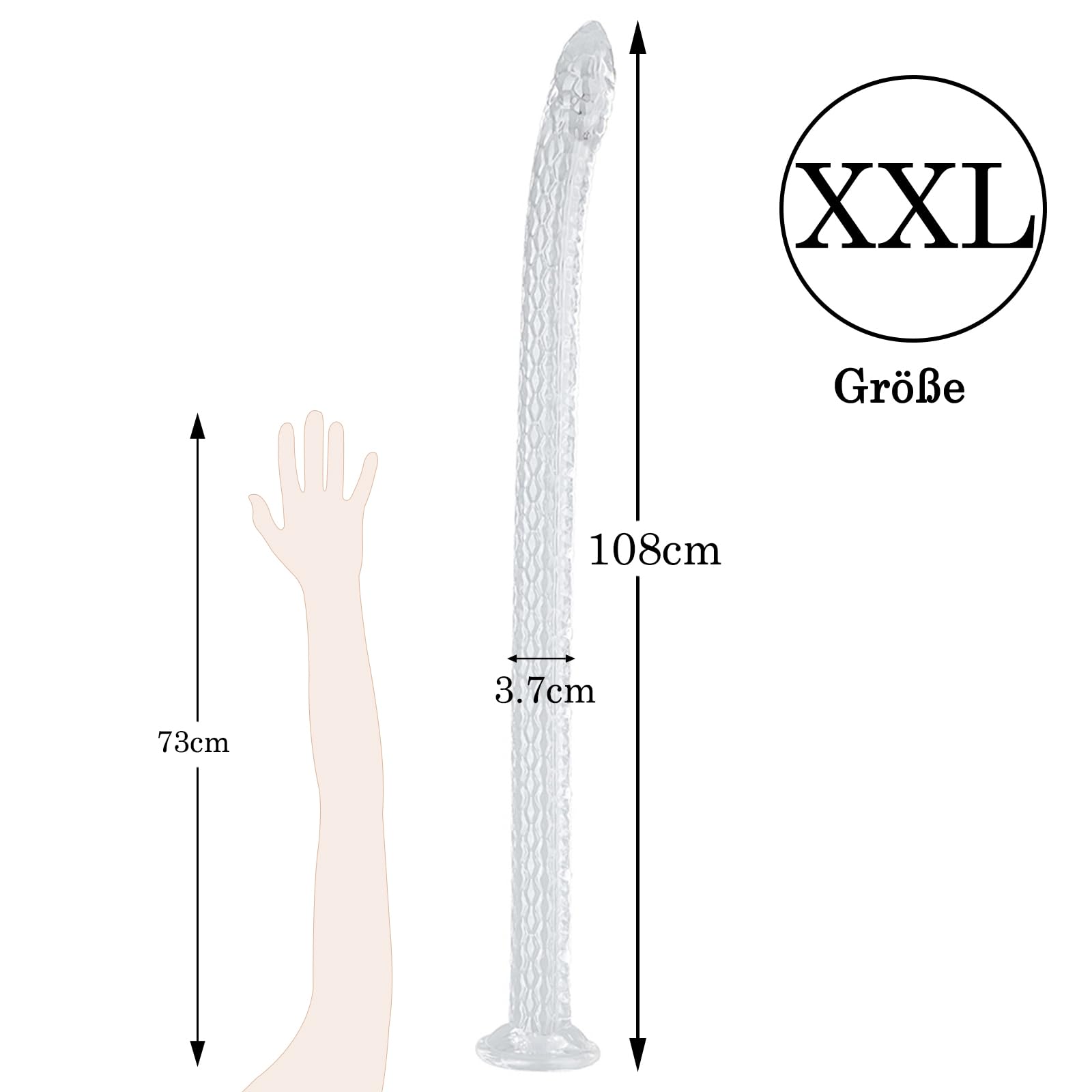 BDSMYEE Plug Anale Extra Lungo Dildo Sex Toys, Plug Anale con Ventosa Donne Uomo Coppia Dilatatori Anali Dildo Trasparente Buttplug (XXL)