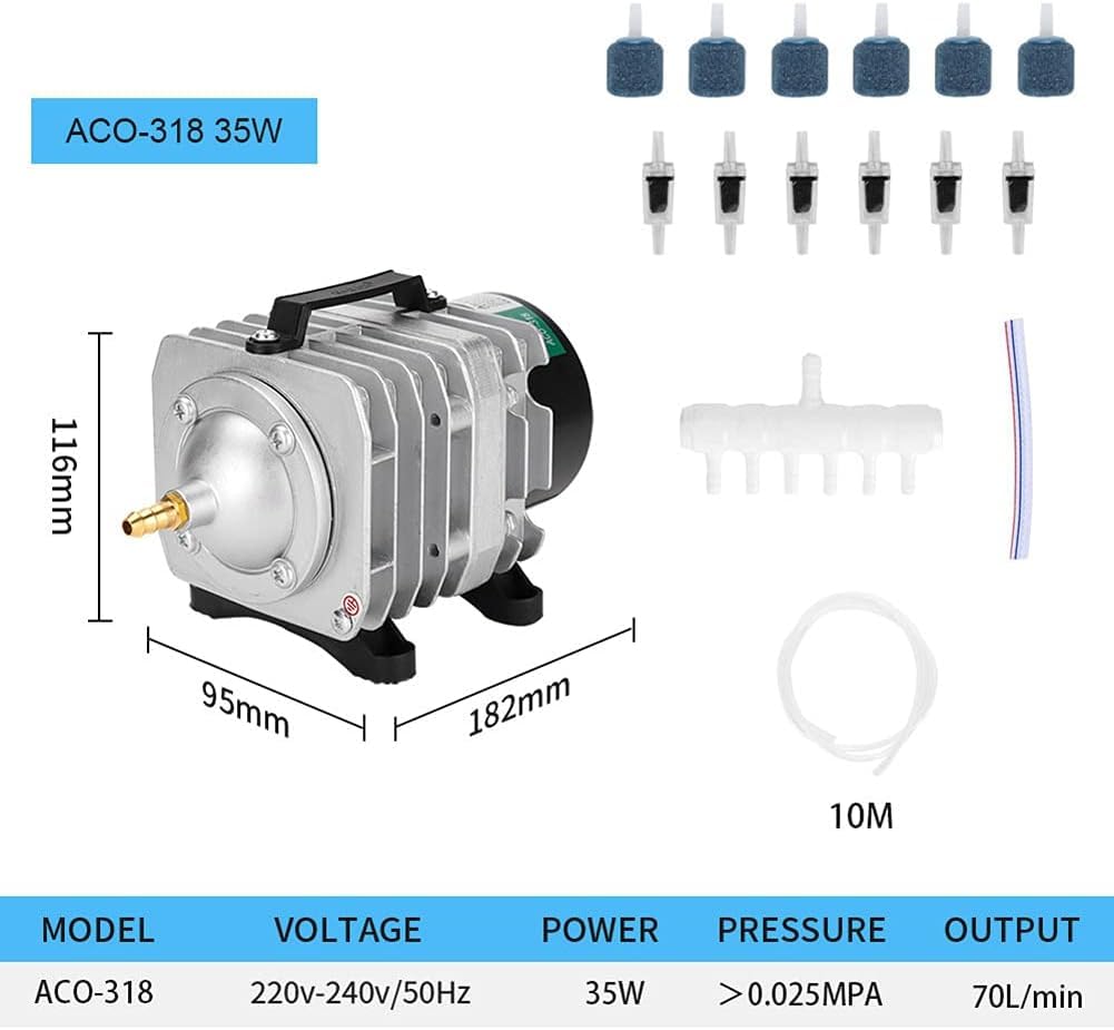 Bomba De Compresor De Aire De Pistón con Bomba De Aire Mifold De 6 Vías, Compresor Alternativo, Bomba De Oxígeno para Acuario, Bomba De Aire para Acuario Comercial, Potente Ultra Si, 25W
