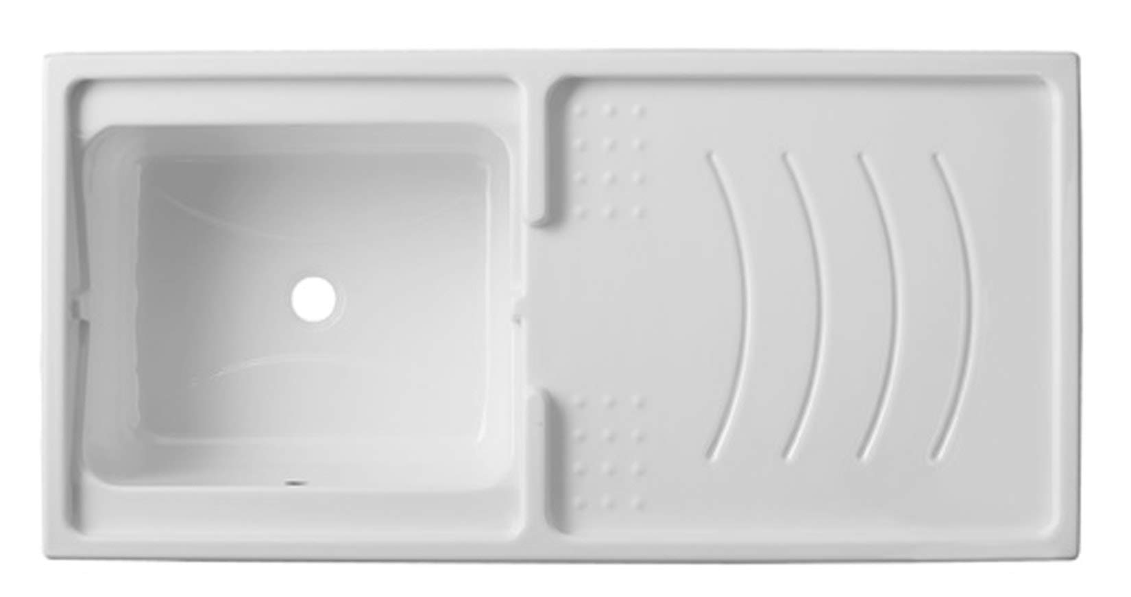 Lavatoio coprilavatrice a 2 ante in legno Bianco 124x60 e vasca in