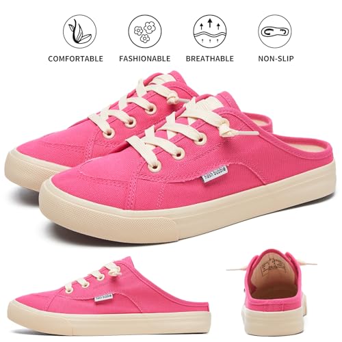 Image of hash bubbie Women's Mules Slip on Sneakers Canvas Tennis Shoes | backless summer close toed sandals non slip on walking casual comfortable
