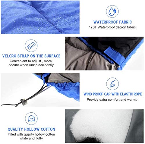 Image of IRIS Sleeping Bag Envelop 3 Season Ultra Light Portable Waterproof Comfort for Camping, Backpack & Outdoor