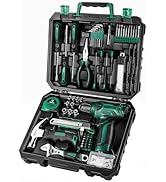 DEKOPRO Drill Set: Tool Set with 8V Green Cordless Drill, Home Tool Kit with Drill, Hand Tool Kit...