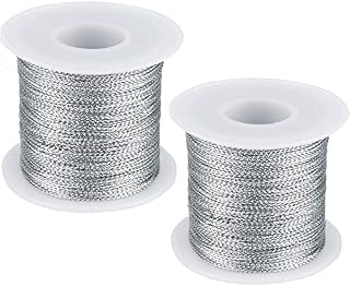 200M Silver String Twine - 1mm Tinsel Thread Cord - Non-elastic Metallic String for Crafts & Hanging Christmas Ornaments & Cards