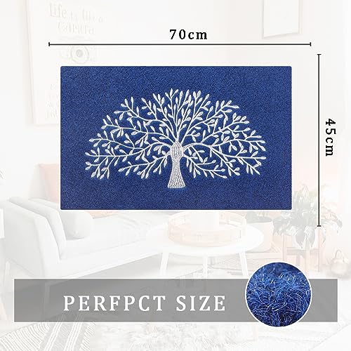 AOAOPQ Front Door Mats Indoor Washable Floor Mat Inside Heavy Duty Non Slip Entrance Rug Shoes Scraper Absorbent Thin Door Blue Mat - Image 3