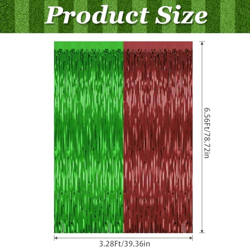 Image of 2 Pack Football Party Decorations,3.28 Ft x 6.56 Ft Football Tinsel Backdrop,Brown Green Foil Fringe Curtains Metallic Party Streamer Birthday Party Decorations Sports Background