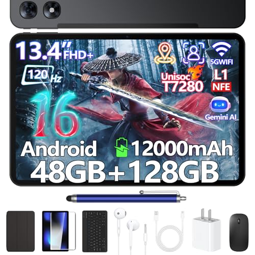 Android 16 タブレット 20GB RAM+128GB 13インチ266 Amazon.co.jp: 13.4インチ FHD+大画面タブレット Android 16 120Hz高