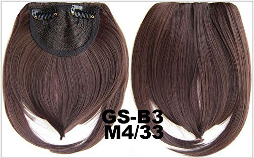 Extensiones de pelo largo de dos greñas laterales con flequillo sintético con cinta para el pelo, extensiones de pelo con clip, accesorios para el cabello lateral, aspecto de cabello humano, 33 colores en U Pick Middle