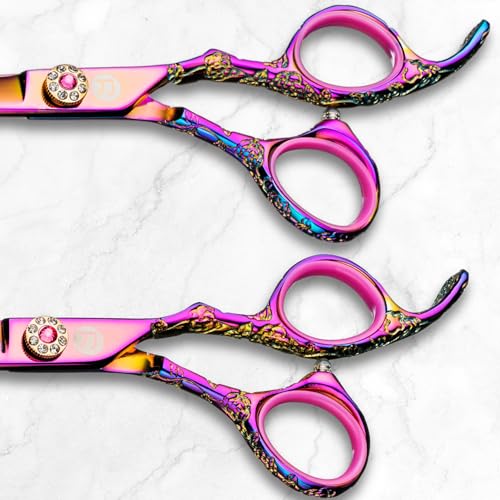 Saki Shears Kohana Pink Set of Professional Hair Shears - Includes Cutting and Thinning Shears - 440C Japanese Steel - Image 4