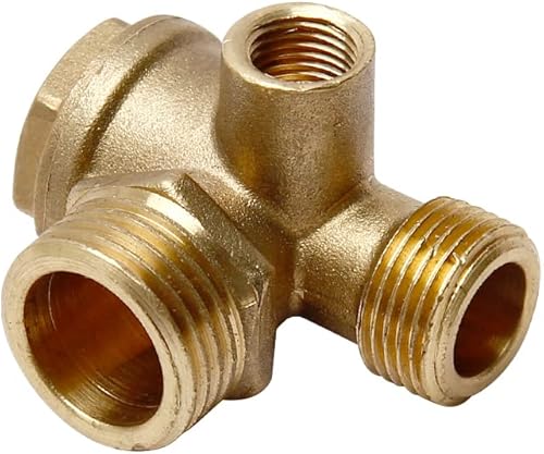 Miniatura 7 de Othmro Válvula de retención de compresor de aire de latón de 3 vías 0.79x0.63x0.33 pulgadas macho roscado accesorio neumático compresor de aire