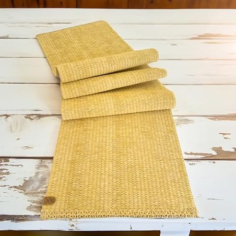 Table Runner Crafted from Real Kraft Paper Yarn for Boho and Vintage Decor, Handcrafted Pure Kraft Paper Yarn Table Runner, Farmhouse Rustic Table Runner for Baby Shower or Wedding (14x40 inches) Cover