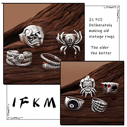 Ifkm Silver Goth Punk Vintage Rings Set For Men Women thumb #3