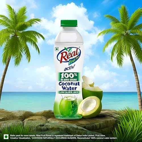 Image of Real Activ Coconut Water (Pack of 6, 200ml Each) | Hydrating & Refreshing Drink with Coconut Flavour | Good for Skin Health