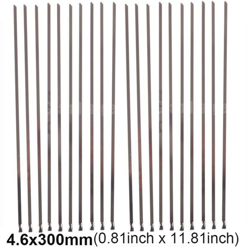 Fascetta stringicavo 100 pezzi Fascette stringicavo in acciaio inox con chiusura a zip in metallo Fascette stringicavo multiuso con chiusura a zip Fascette stringicavo (Colore: 100 pezzi 300 mm)