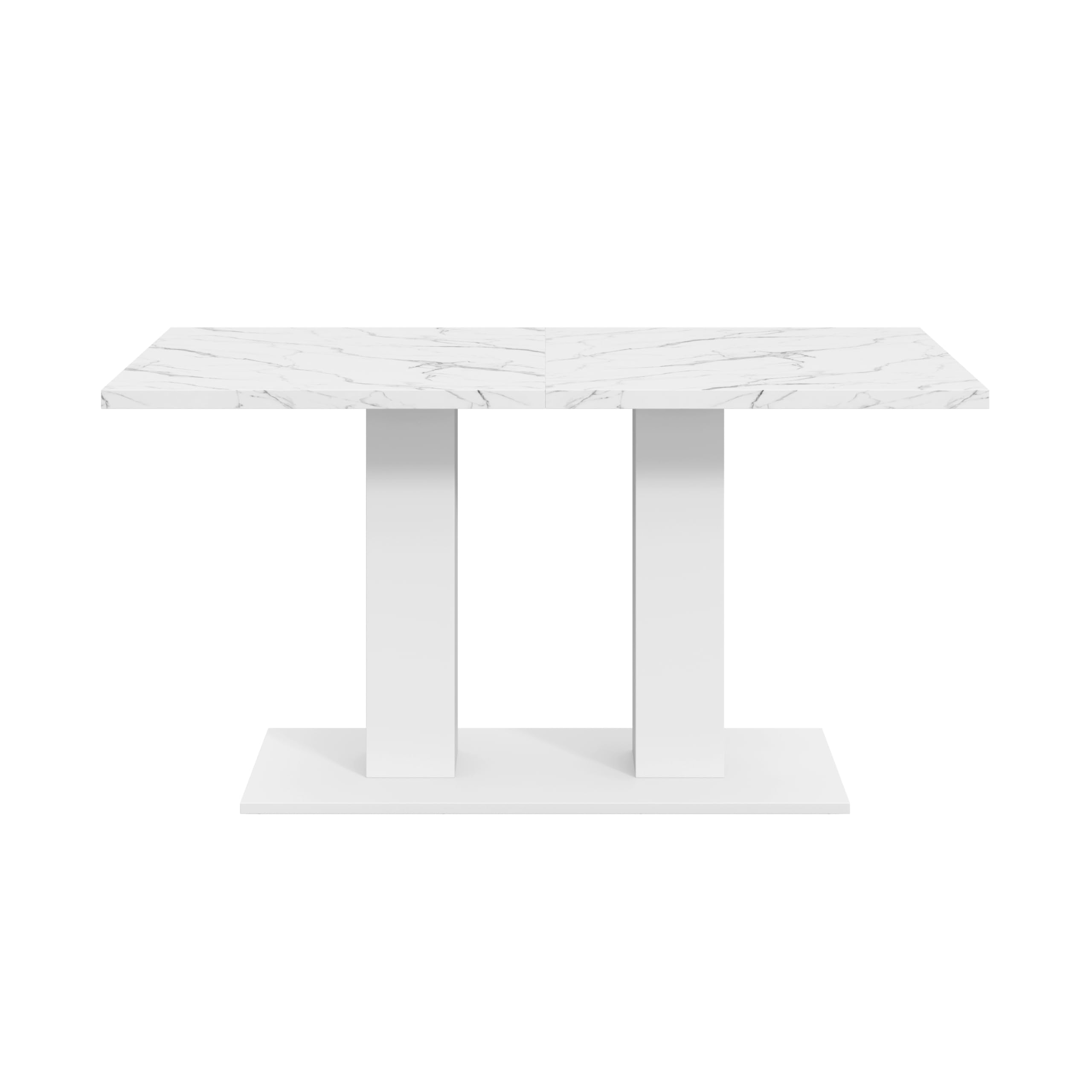 Wiuzo Tavolo da Pranzo Allungabile, 140/180x70 cm, adatto per 6-8 persone, forma rettangolare, piano del tavolo rinforzato, stile semplice, tavolo per sala da pranzo, cucina, soggiorno, bianco