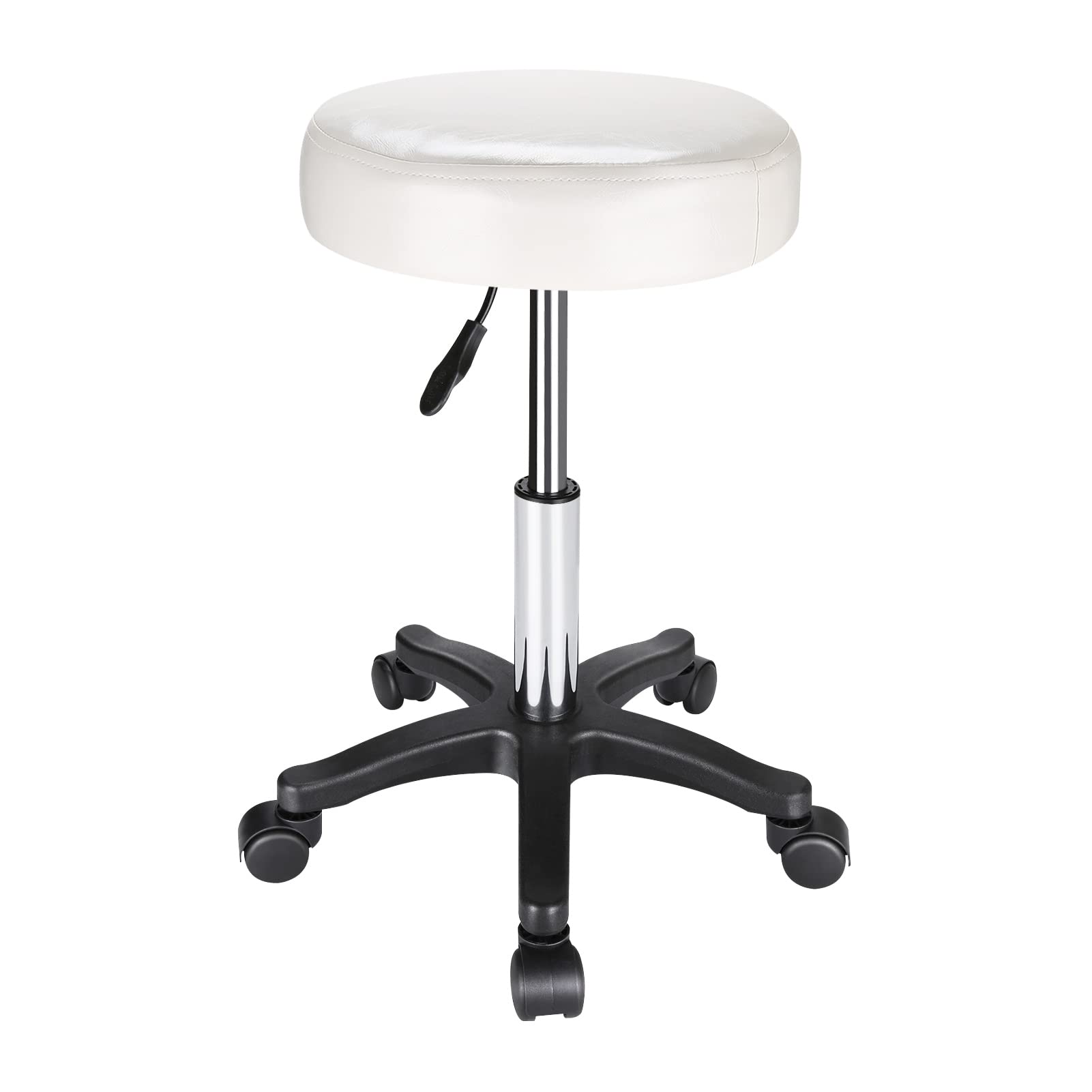 Buy AllRight Round Rolling Stool with Wheels Thicker Office Stool PU Leather Adjustable Salon