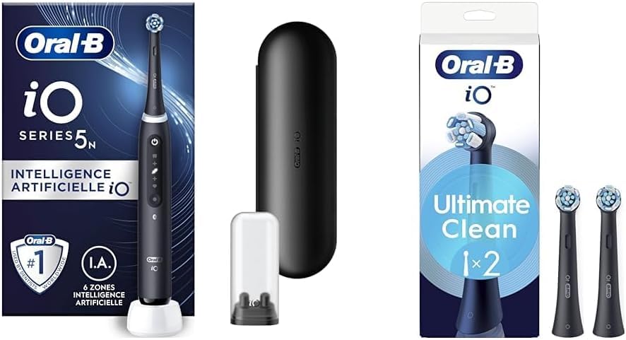 Brosse à dents électrique Oral-B iO5 noire avec 2 brossettes Ultimate Clean