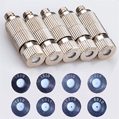 Lot de 50 têtes de brumisateur en laiton à haute pression pour système de refroidissement, buses de pulvérisation pour terrasse, jardin, kit d'outils d'irrigation UNC10-24 (taille : 0,9 mm)