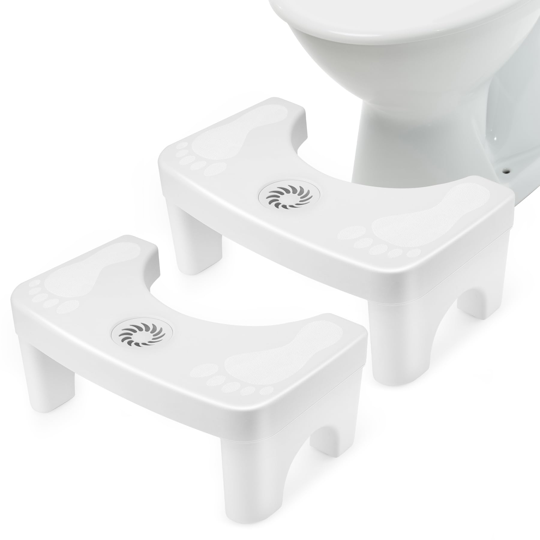 2 Pack Toilet Potty Stool, 7" Height Squatting Poop Foot Stool, Plastic Portable Bathroom Toilet Step Stool, Stable Healthy Foot Assistance Step Stool