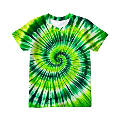 Kids Tie Dye T-Shirts Hippie Short Sleeve Shirt Tees for 6-18 Years Boys Girls