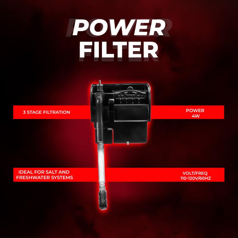 Image of Aquatop Forza 120 GPH Power Filter for Aquariums - Fits upto 25 Gal Freshwater & Saltwater - Advanced Filtration Design - Crystal Clear Water - PFE-4