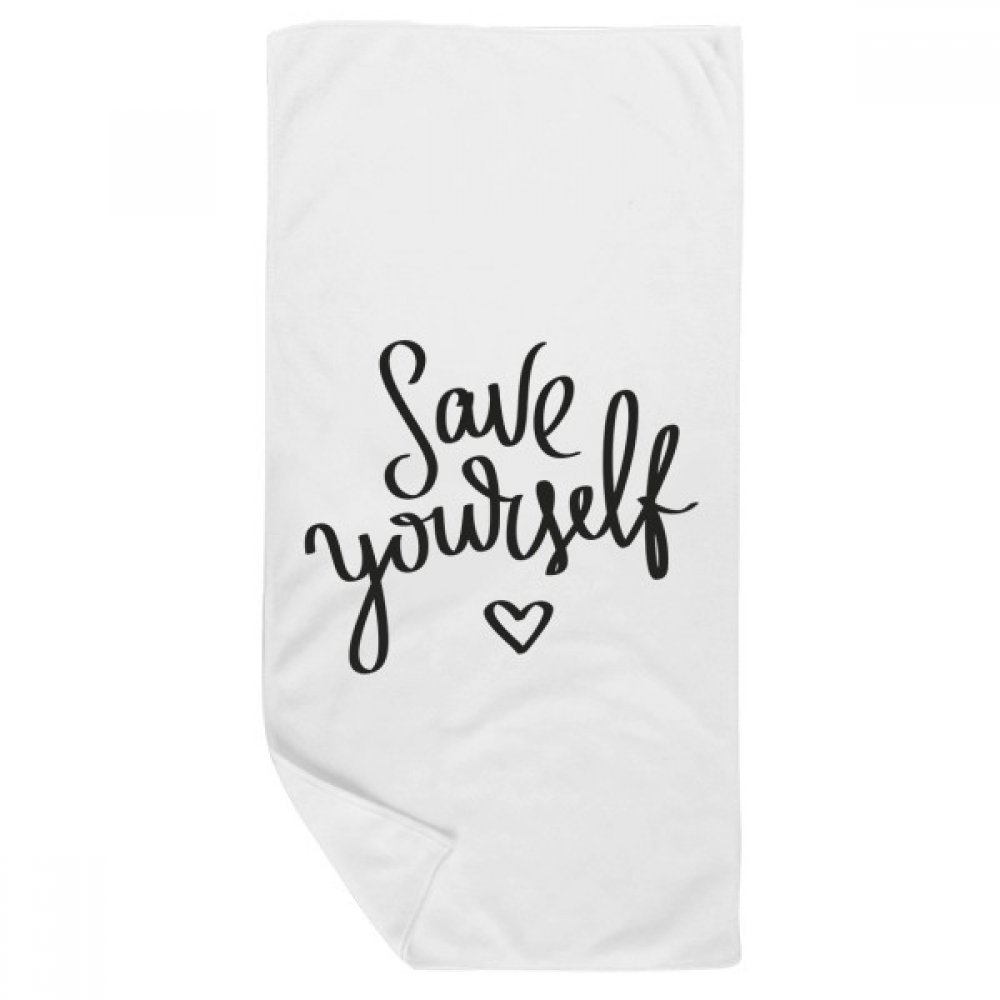 Serviette de bain doux 35x70cm Save Yourself Citation multicolore