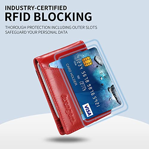 IRON SPIDER Men's wallets with Superhero character panther, RFID barrier, ultra-thin double fold leather minimalist Front Pocket Wallet（Red）4