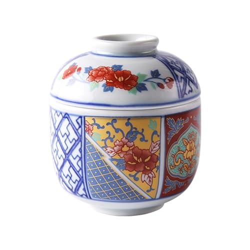 Mikinona 1pc Ceramic Stew Pot with Lid Small Soup Pot, Blue Small Stew Cauldron with Lid Japanese Ceramic Soup Bowl Traditional Rice Bowl with Cove for Chili, Beef, Cereal, Pies, Lasagna