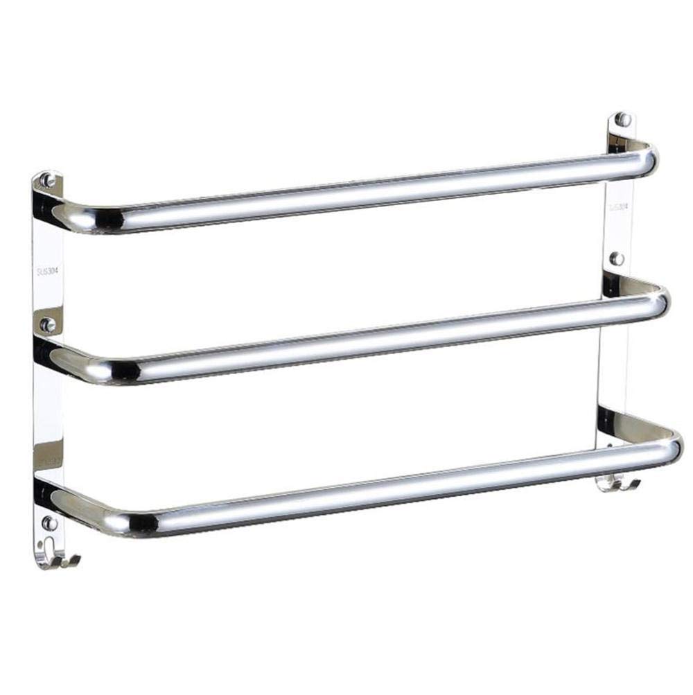 SUS 304 Stainless Steel Towel Rack Shelf with Hooks, Wall Mounted Towel