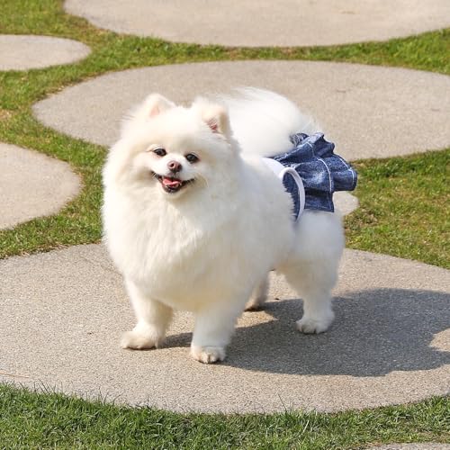 Image of Reusable Dog Diapers Female 3 Pack Doggie Diapers for Period Heat Incontinence Puppy Training (Large, Jeans)