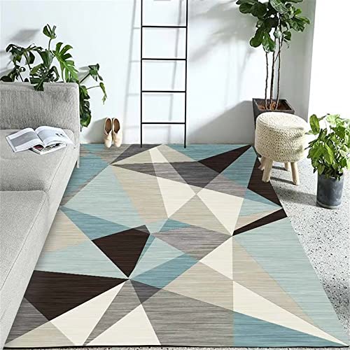 Tapis salon bleu lavable 160x200 résistant et facile à nettoyer