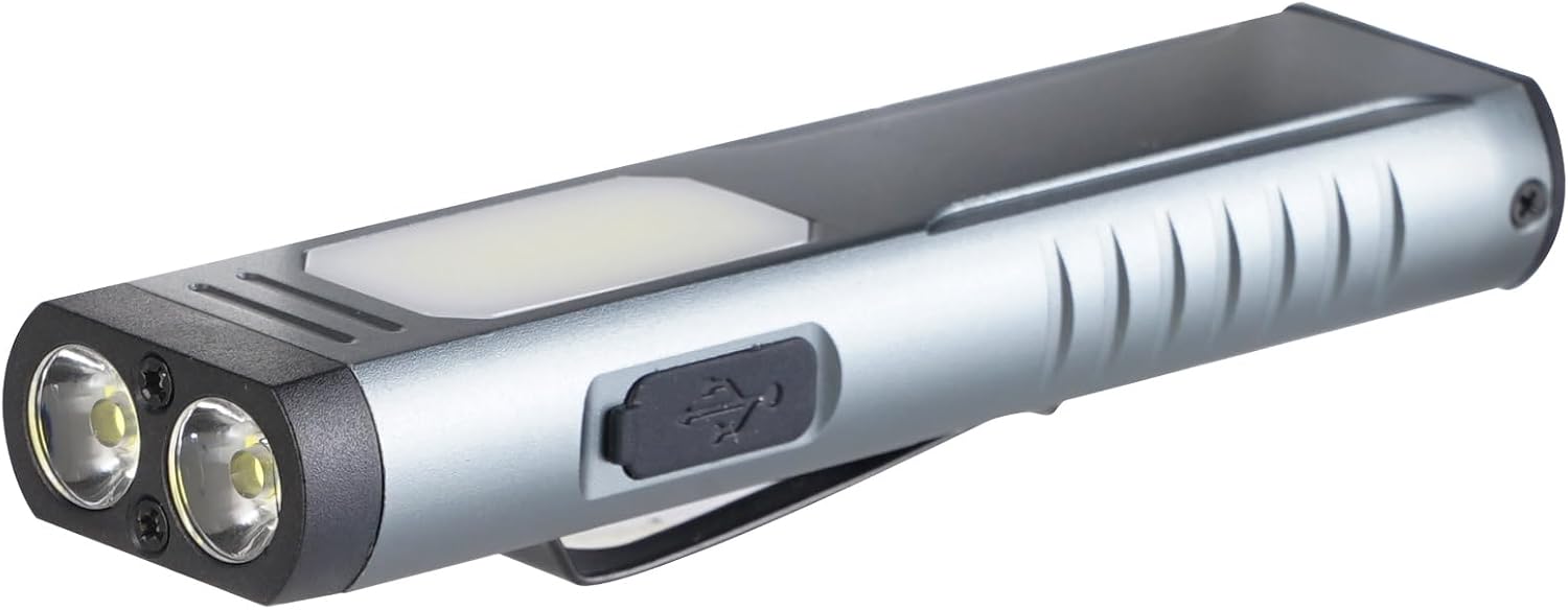 Flat EDC Flashlight Rechargeable, Magnetic Flashlights with Beep Alert