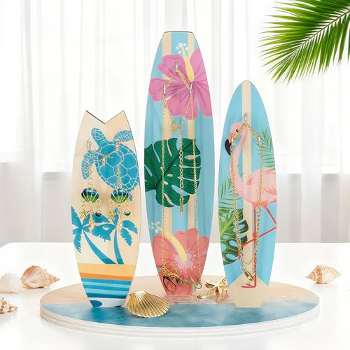 Surfboard Jewelry Holder Stand Wooden - Ocean Beachy Tropical Necklace