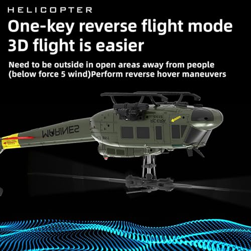 Image of 315MM UH-1 Remote Control Helicopter Aircraft for Adults Expert 6CH C032 RC Heli Maintain Altitude Brushless Motor /Optical Flow Positioning /Fly Upside Down 3D Rolling RTF Yellow 1Battery