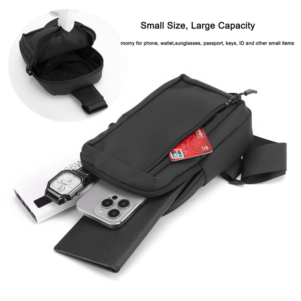 Bolsa cruzada, cangureras de cuerpo cruzado para hombres y mujeres, moderna, color negro, pequeña bolsa de pecho para teléfono para entrenamiento y correr, Negro -, Pequeño, Riñonera cruzada 5