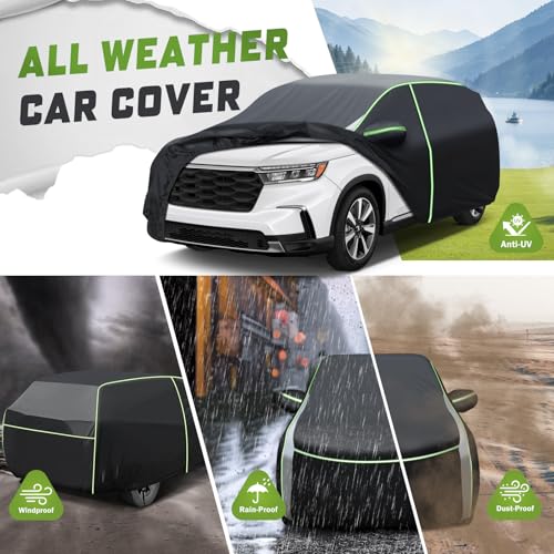 Image of Mixsuper Liner Car Cover for Honda Pilot 2003-2026, 7 Layers Full Car Cover All Weather Car Covers for Pilot, Waterproof Outdoor Cover with Zipper Door Reflective Strips