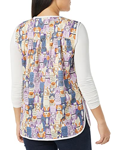 AmeriMark Easy-Care Snap Front Cobbler Aprons Vest with Two Patch Pockets Purple Dogs Large