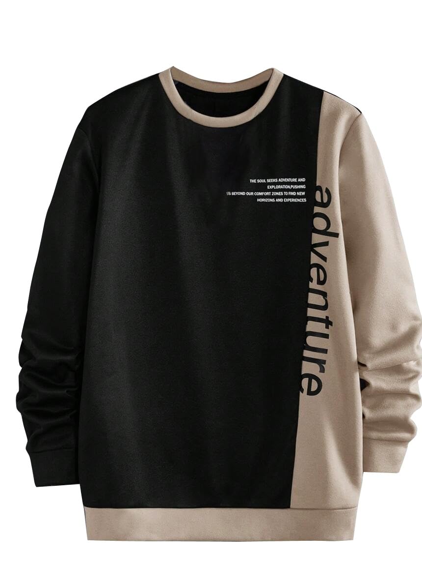 Tagas Men’s Colorblock Adventure Print Sweatshirt – Winterwear Round Neck Pullover | Casual Stylish Fleece Hoodie | Sizes S-XXL