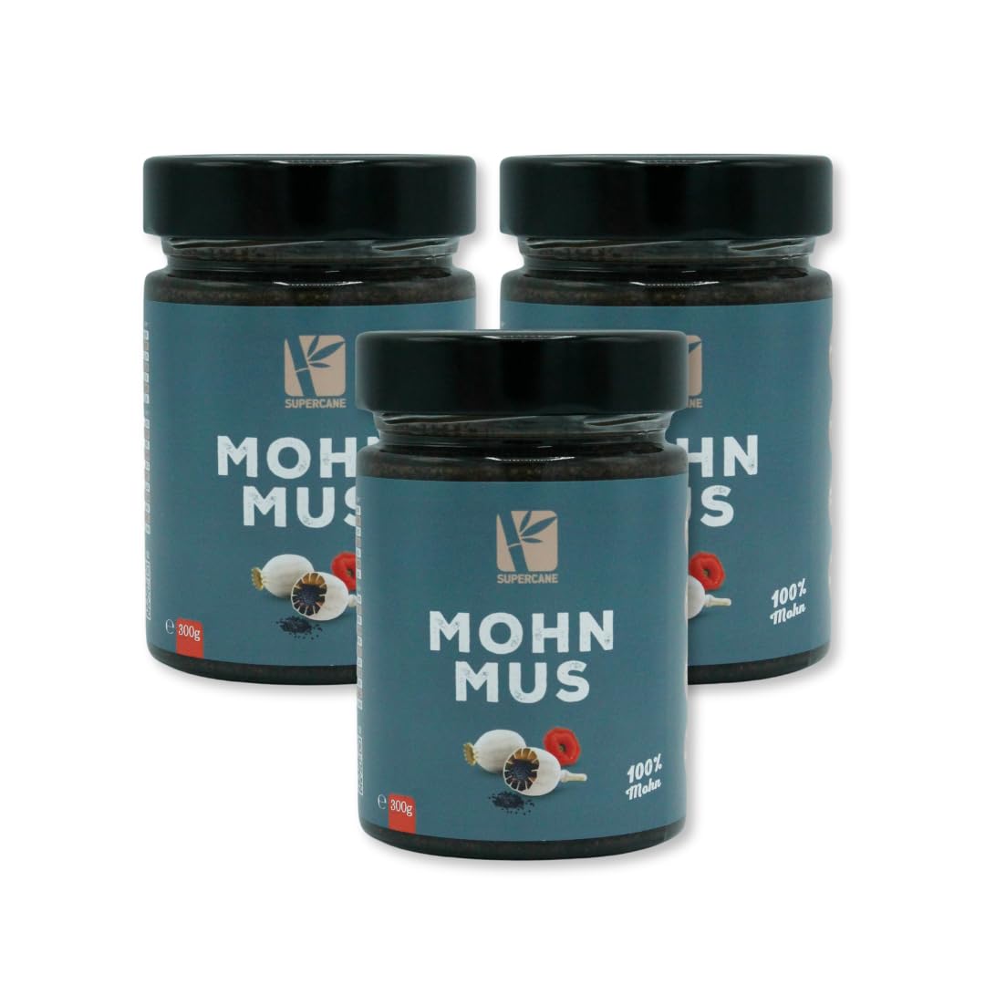 Cremiges Mohnmus aus 100% Mohnsamen | Proteinreicher Aufstrich | Vegan & Glutenfrei | 2x 300gr Mohnsamenmus (+ 1 x 300 gr 50% Rabatt)