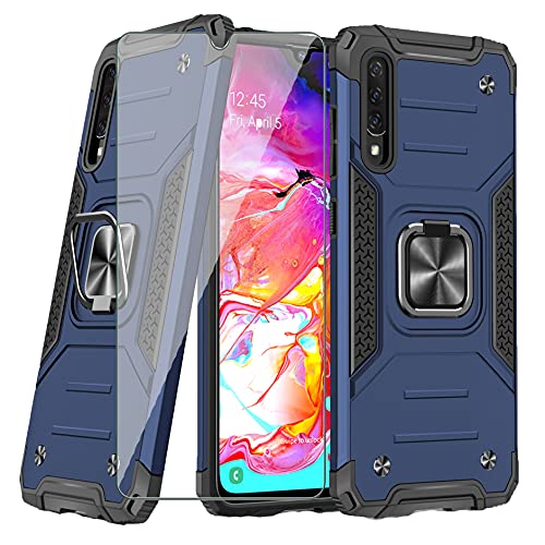 Coque Galaxy A70 KMKJ bleu antichoc avec revêtement mat anti-dérapant